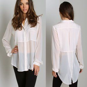 FREE PEOPLE White Sheer Women's Blouse